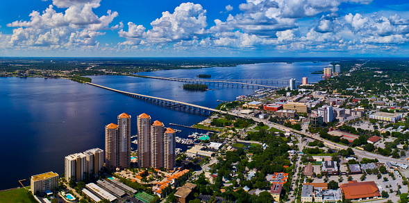 Aerial photo of the river in Fort Myers Florida